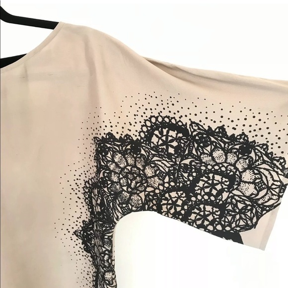 Corey Lynn Calter Silk Lace Print Blouse Tie Back - Picture 6 of 8